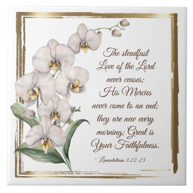 Lamentations 3:22-23 Steadfast Love of the Lord  Ceramic Tile (Front)