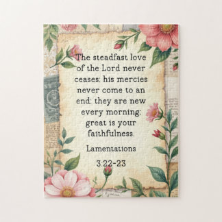 Lamentations 3:22–23 Vintage Floral Design Jigsaw Puzzle