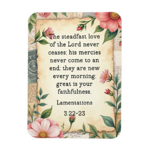 Lamentations 3:22–23 Vintage Floral Design Magnet