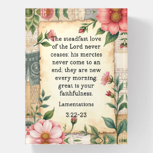 Lamentations 3:22–23 Vintage Floral Design  Paperweight