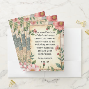 Lamentations 3:22–23 Vintage Floral Design  Pocket Folder
