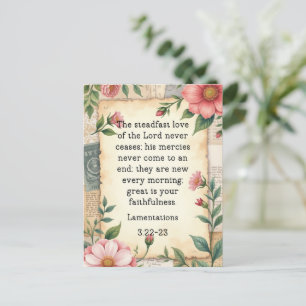 Lamentations 3:22–23 Vintage Floral Design Postcard