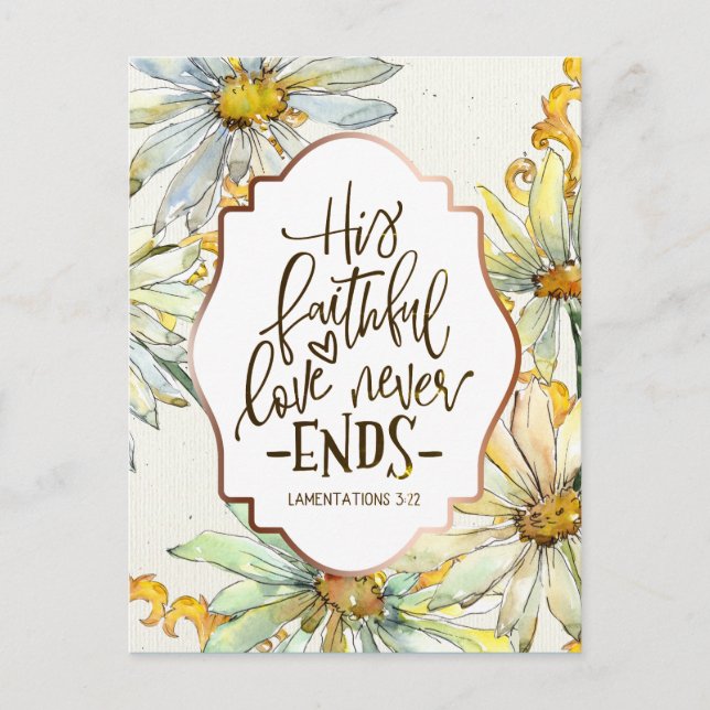 Lamentations 3:22 His Faithful Love Never Ends Postcard (Front)