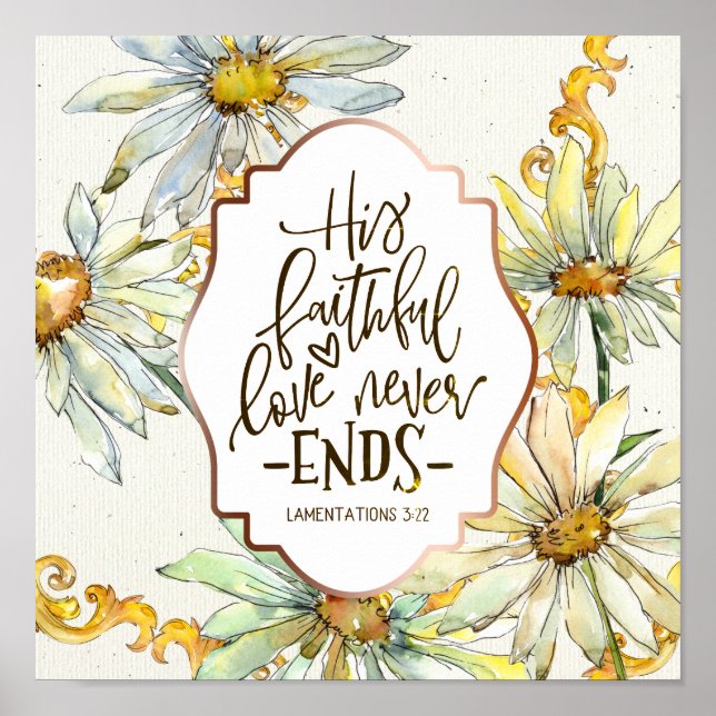 Lamentations 3:22 His Faithful Love Never Ends Poster (Front)