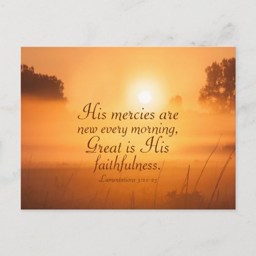 Lamentations 322 His mercies are new Bible Verse Postcard