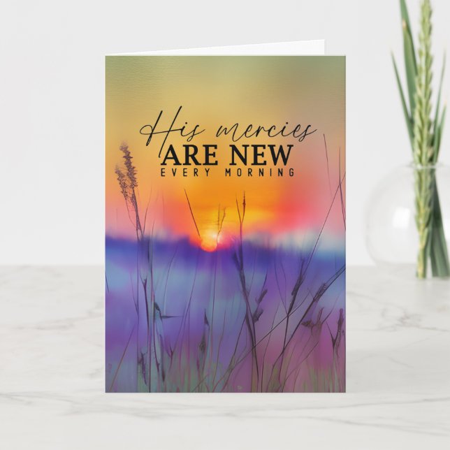 Lamentations 3:23 His Mercies Are New Bible Verse  Card (Front)