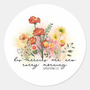Lamentations 3:23 His Mercies New Every Morning Classic Round Sticker