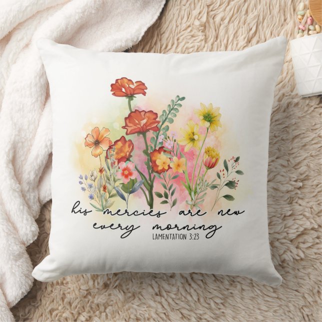 Lamentations 3:23 His Mercies New Every Morning Throw Pillow (Blanket)