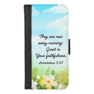 Lamentations 3:23 Yellow Spring Christian iPhone 8/7 Wallet Case