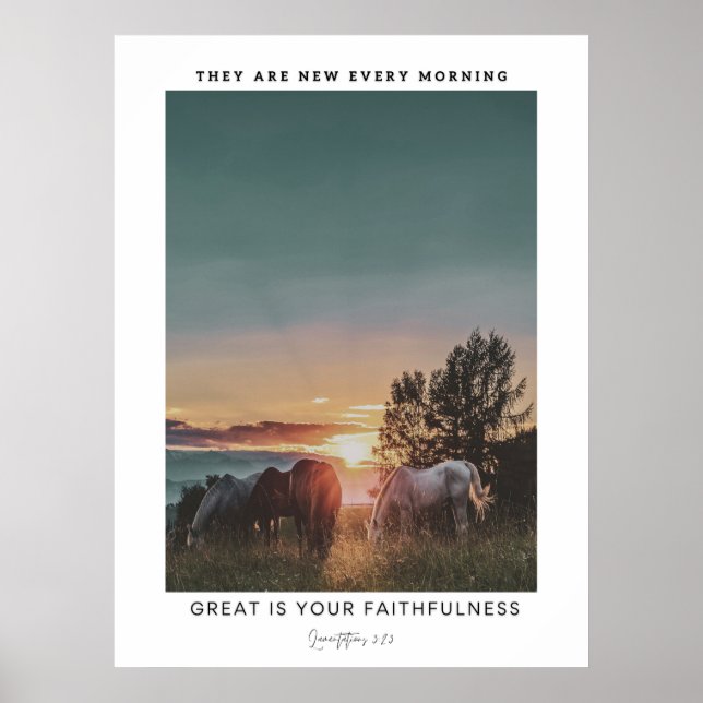 Lamentations Bible Verse Poster, Horse Wall Art (Front)