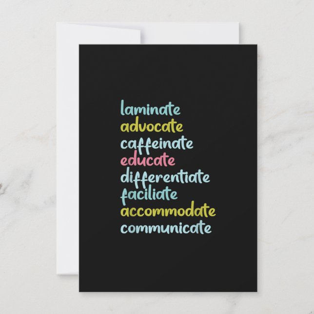 Laminate Advocate Caffeinate Educate Invitation (Front)