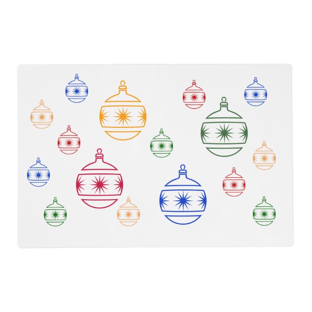 Laminate Placemat - Christmas Tree Ornaments (Front)