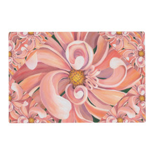 Laminated 2-sided Place mat - Peach Dahlia