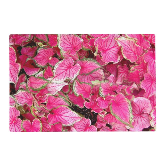 Laminated 2-sided Place Mat Pink Leaves (Front)