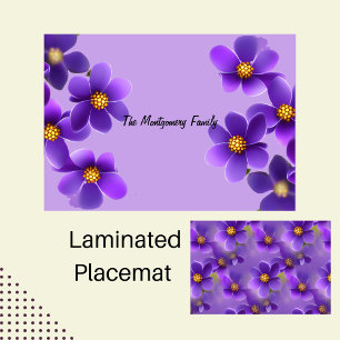 Laminated floral design with purple flowers,  Placemat