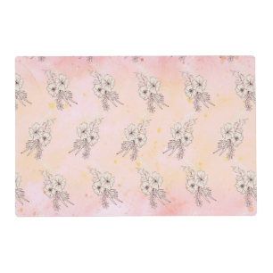 Laminated Kitchen Placement Pink with Flowers Placemat