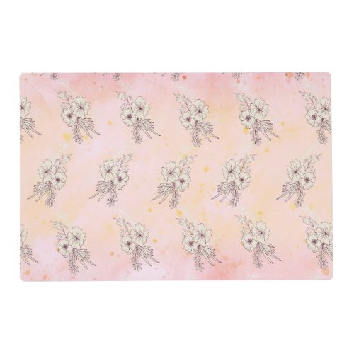 Laminated Kitchen Placement Pink with Flowers Placemat