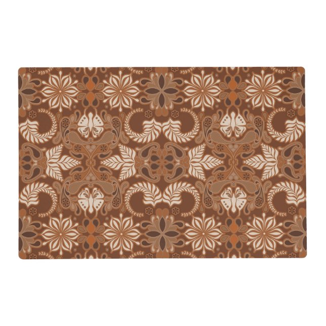 Laminated Latte Paisley Placemat (Front)