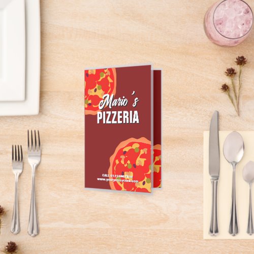 Laminated menu template for pizzeria restaurant