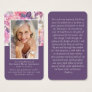 Laminated Peony Floral Memorial Prayer Card
