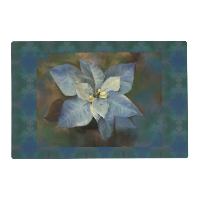 Laminated Placemat Blue Poinsettia (Front)
