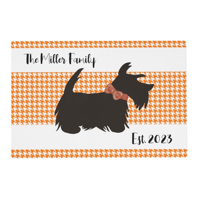 Laminated Placemat, Scottie dogs, orange  Placemat (Front)