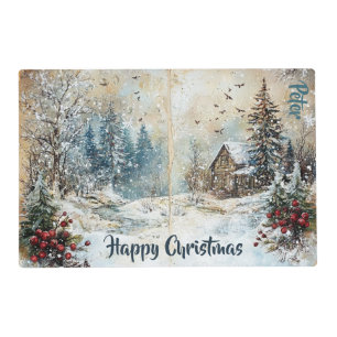 Laminated Placemat Winter Forest Art-Journal Var01