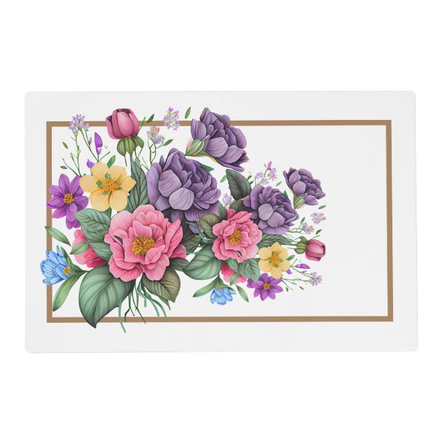 Laminated Purple Rose Bouquet Placemat (Front)
