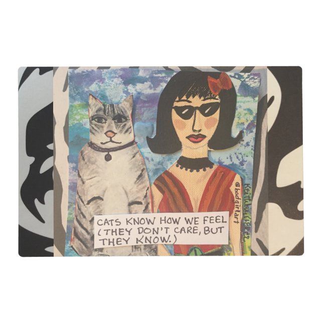 LAMINATED REVERSIBLE PLACEMAT-CATS KNOW HOW WE PLACEMAT (Front)