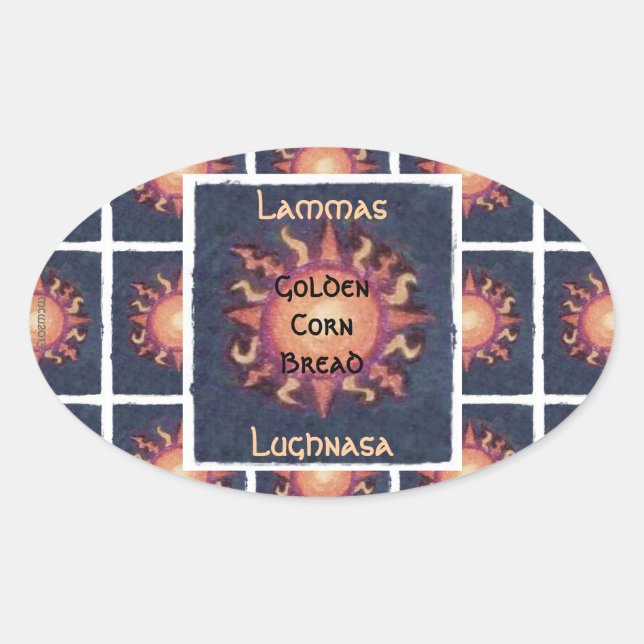 Lammas/Lughnasa Sun Harvest Pagan Oval Sticker (Front)