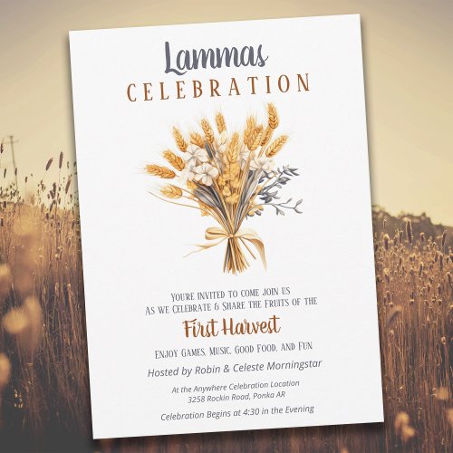 Lammas Pagan Fall Harvest Wheat Bouquet Invitation