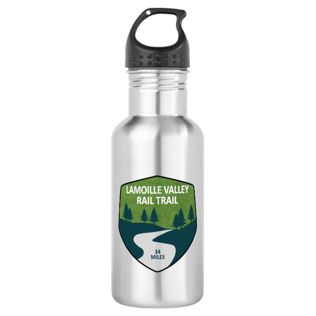 Lamoille Valley Rail Trail Vermont Stainless Steel Water Bottle (Front)