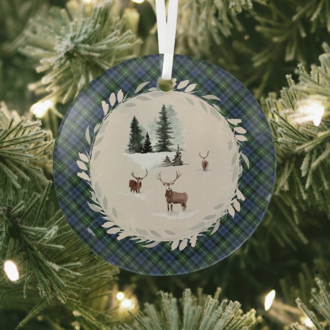 Lamont Ancient Original Scottish Tartan Glass Ornament (Insitu)