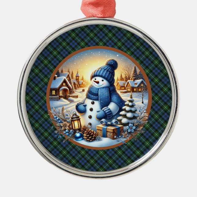 Lamont Ancient  Scottish Tartan Christmas Metal Ornament (Front)