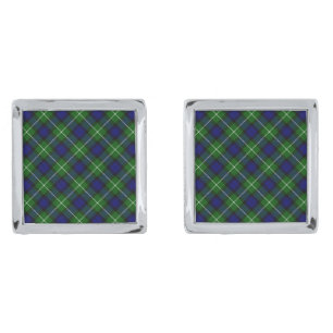 Lamont tartan blue green plaid cufflinks