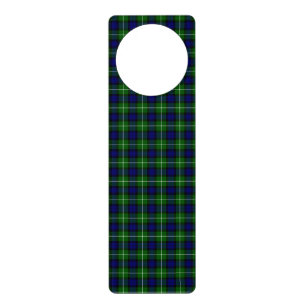 Lamont tartan blue green plaid door hanger