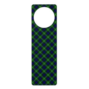 Lamont tartan blue green plaid door hanger