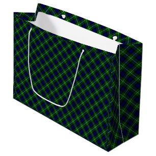 Lamont tartan blue green plaid large gift bag