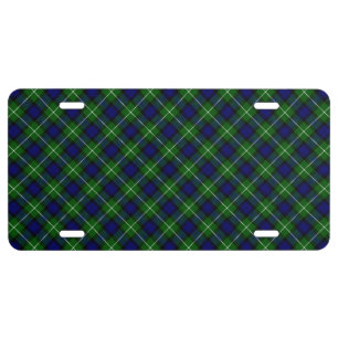 Lamont tartan blue green plaid license plate