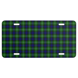 Lamont tartan blue green plaid license plate