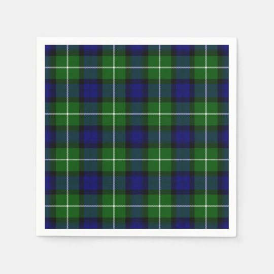 Lamont tartan blue green plaid paper napkins