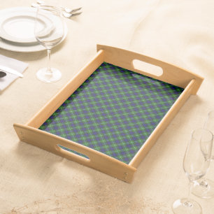 Lamont tartan blue green plaid serving tray