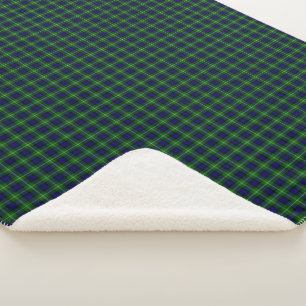 Lamont tartan blue green plaid sherpa blanket