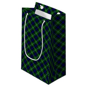 Lamont tartan blue green plaid small gift bag
