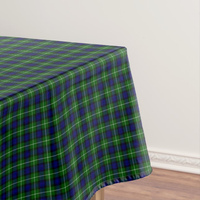 Lamont tartan blue green plaid tablecloth (In Situ)