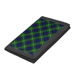 Lamont tartan blue green plaid trifold wallet