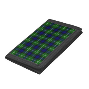 Lamont tartan blue green plaid trifold wallet