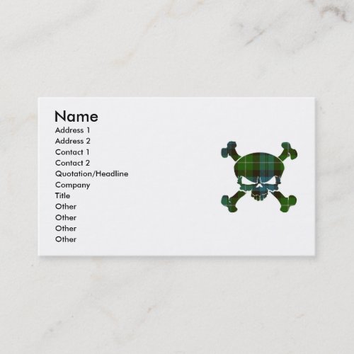 Lamont Tartan Skull No Banner Business Card