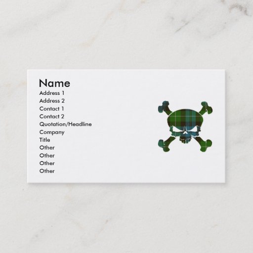 Customizable Lamont Tartan Skull No Banner Business Card