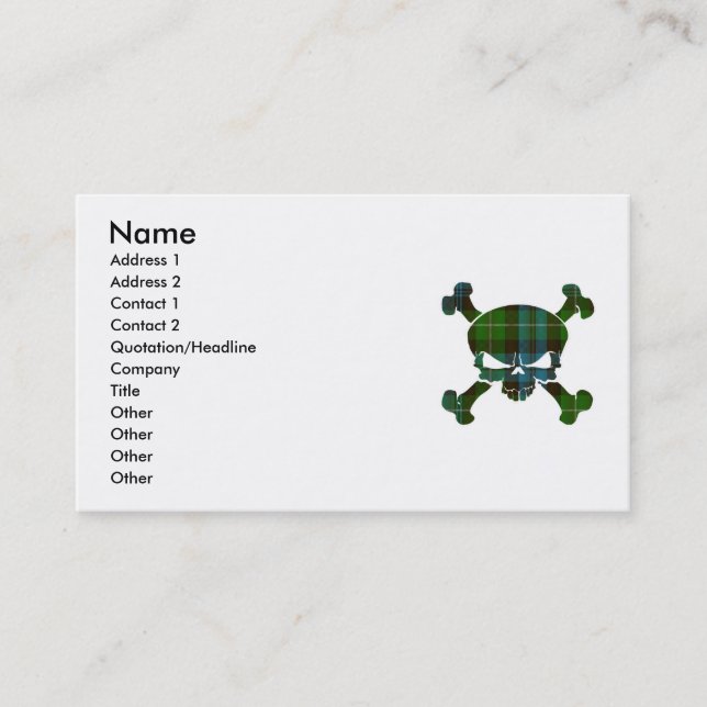 Lamont Tartan Skull No Banner Business Card (Front)